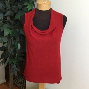 Cable & Gauge red sparkle Holiday cowl neck tank Woman’s size Large